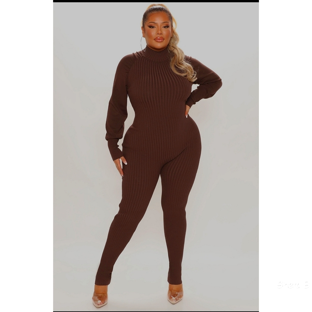 Brown Ribbed Bodysuit
